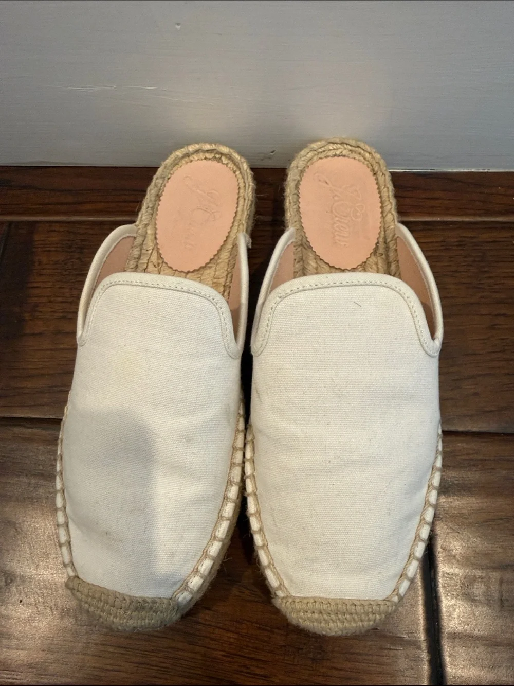 J.Crew Canvas Espadrille Mule, Ivory, Size 7.5 — Style AY330